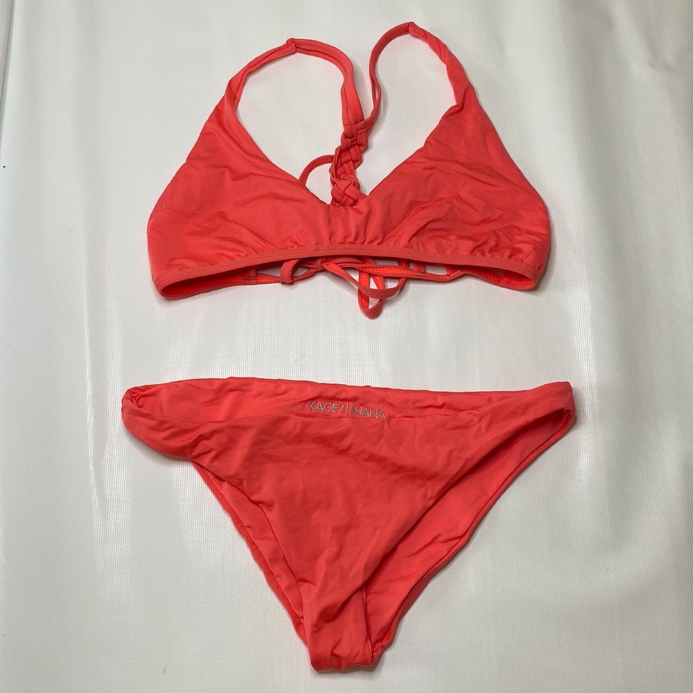 kacey shana pink bikini top and bottom bathing suit size small